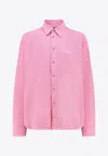 Balenciaga Distressed Long-sleeved Logo Shirt In Multi
