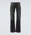 Balenciaga Wide-leg Denim Trousers With Contrast Stitching In Gray