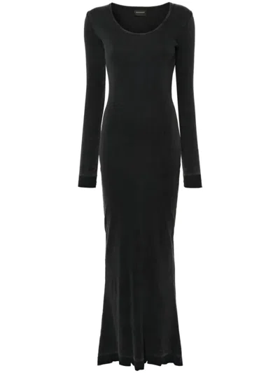 Balenciaga Distressed Maxi Dress In Black
