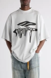 Balenciaga Grey 3b Liquefied Oversized T-shirt In Dirty White/black