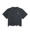Balenciaga Nail Polish Cropped T-shirt In Faded Black In Black