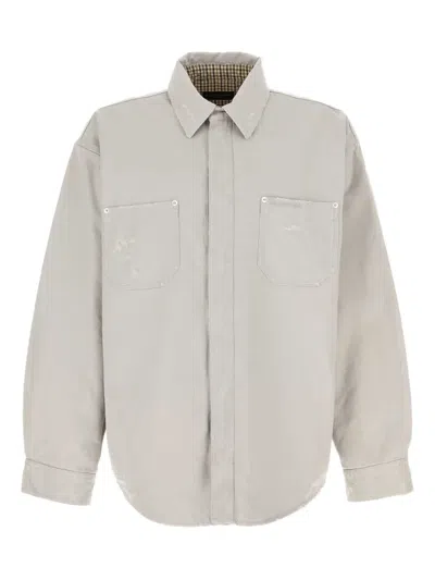 Balenciaga Oversize Cotton Shirt Chest Pockets In Neutral
