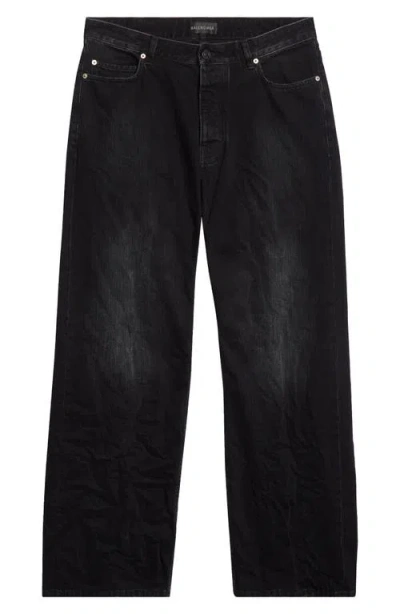 Balenciaga Distressed Relaxed Fit Jeans In Black