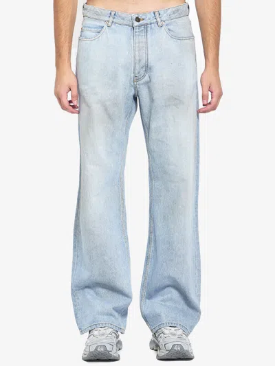 Balenciaga Relaxed Fit Distressed Denim Trousers In Blue