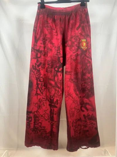 Pre-owned Balenciaga Distressed Skater Pants In Red