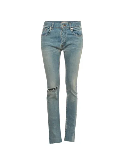 Pre-owned Balenciaga Distressed Slim-fit Jeans In Blue