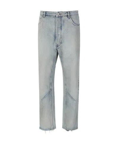 Balenciaga Distressed Straight-leg Jeans In Blue