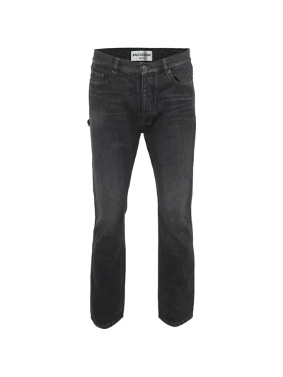 Pre-owned Balenciaga Distressed Straight-leg Jeans In Gray