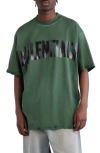 BALENCIAGA BALENCIAGA DISTRESSED TAPE LOGO COTTON T-SHIRT