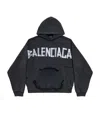 Balenciaga Black Hoodie With Logo Lettering On The Front And Logo Print On The Back In Cotton Man In Black