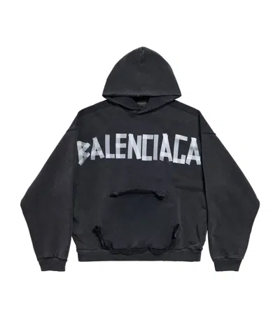 BALENCIAGA DISTRESSED TAPE LOGO HOODIE