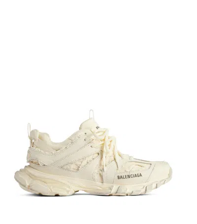 Balenciaga Distressed Track Sneakers In White