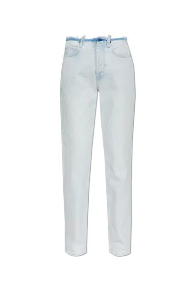 Balenciaga Distressed Contrasting Trim Jeans In Blue