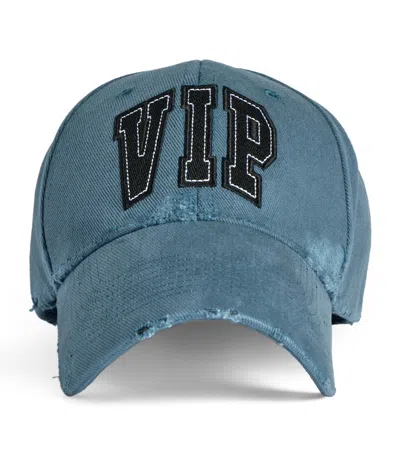 Balenciaga Distressed Vip Cap In Blue