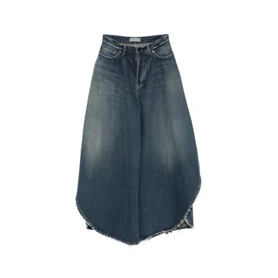Balenciaga Distressed Wide-leg Jeans In Blue