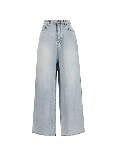 Balenciaga Distressed Wide-leg Jeans In Blue