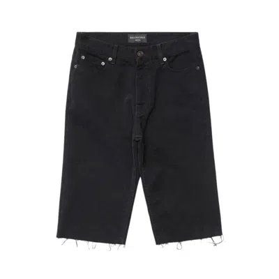 Balenciaga Distressed-effect Denim Shorts In Black