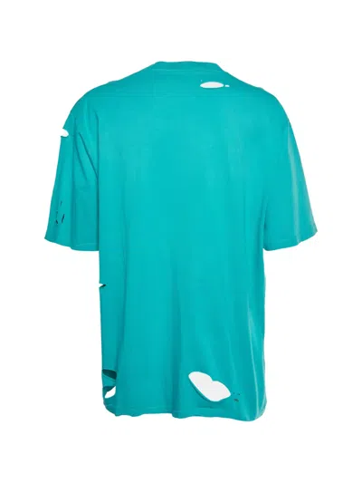 Pre-owned Balenciaga Distressed-finish T-shirt In Blue
