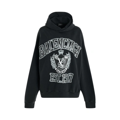 Balenciaga Diy College Vintage Hoodie In Black