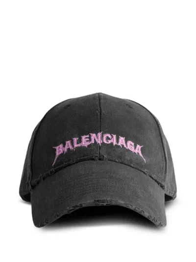 Balenciaga Diy Distressed Logo Cap In Orange