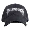 Balenciaga Logo Embroidered Distressed Cap In Black