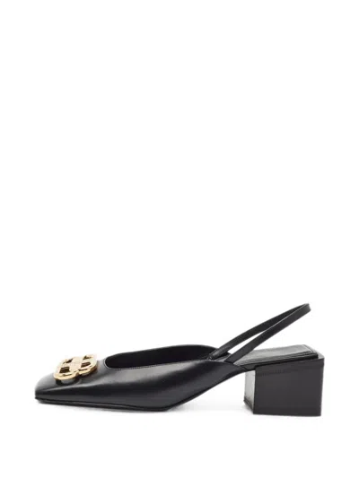 Pre-owned Balenciaga Double Bb Square-toe Pumps In Black