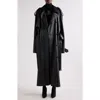 Balenciaga Double Belted Leather Trench Coat In Black