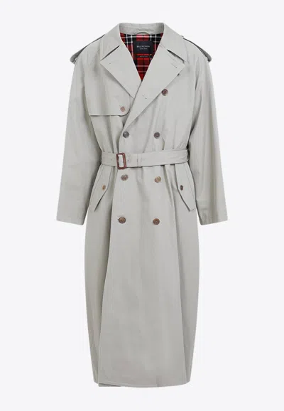 BALENCIAGA DOUBLE-BREASTED BELTED TRENCH COAT