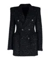 Balenciaga Double-breasted Bouclé Blazer In Black