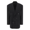 Balenciaga Double-breasted Cinched Wool Blazer In Black