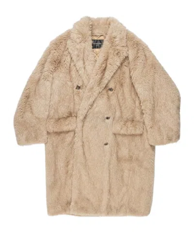 Balenciaga Faux-fur Double-breasted Coat In Neutrals