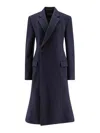 Balenciaga Midi Wool Coat Flared Hem In Blue