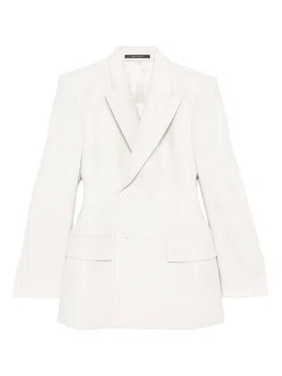 Balenciaga Double-breasted Hourglass Blazer In Neutral