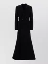Balenciaga Double-breasted Long Wool Blend Coat With Flared Hem In Black