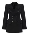 Balenciaga Double-breasted Rhinestone-embellished Blazer In Black