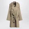 Balenciaga Beige Double-breasted Cotton Trench Coat In Brown