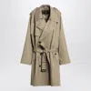 Balenciaga Beige Double-breasted Cotton Trench Coat In Brown