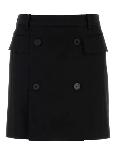 Balenciaga Double-breasted Twill Skirt In Black