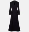 Balenciaga Double-breasted Long Wool Blend Coat With Flared Hem In Black