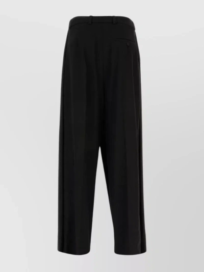 Balenciaga Ironed Pleats Twill Wide-leg Trouser In Black