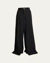 Balenciaga Double Front Wide-leg Wool Pants In Noir