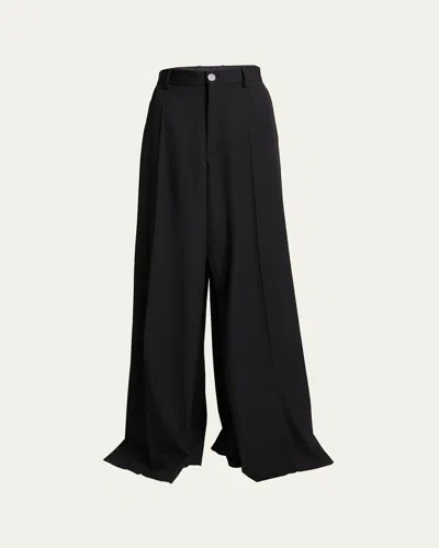 BALENCIAGA DOUBLE FRONT WIDE-LEG WOOL PANTS