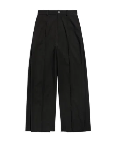Balenciaga Double Front Wool Trousers In Black