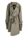 Balenciaga 'double Sleeve' Beige Trench Coat With Extra Pair Of Sleeves In Cotton Woman In Beige