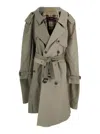 Balenciaga 'double Sleeve' Beige Trench Coat With Extra Pair Of Sleeves In Cotton Woman In Multicolor