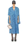 Balenciaga Blue Long Dress With All-over Print And Bow Closure In Fabric Woman In Blue