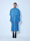 Balenciaga Midi Dress With Bow And Print In Blue