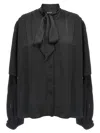 Balenciaga Satin Blouse With Bow And Cut-out Sleeves In Black