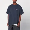 Balenciaga T-shirt Oversize In Cotone Blu  Uomo In Blue
