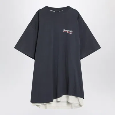 Balenciaga Double T-shirt Political Campaign Navy/white In Blue
